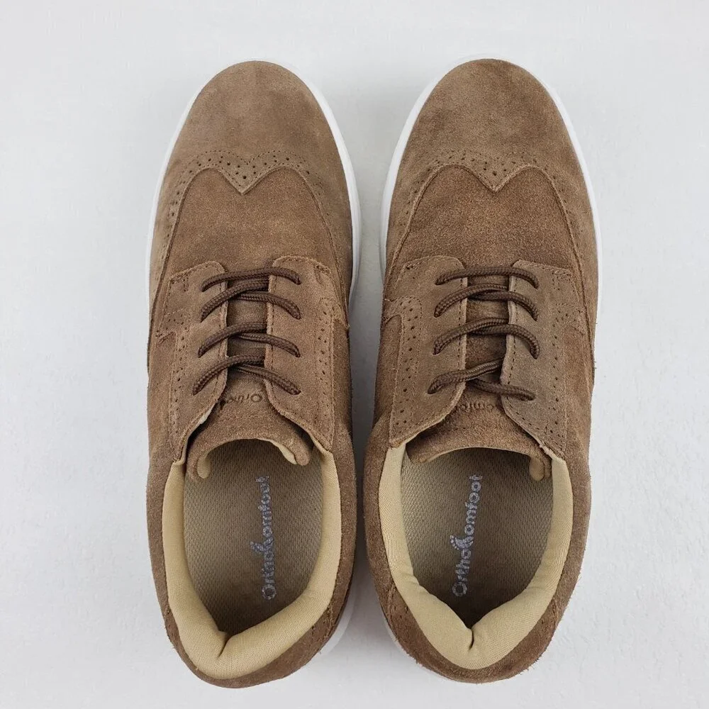 Orthocomfoot Orthopedic Oxford Shoe Mens 12 46 Brown Leather Diabetic Lace Up